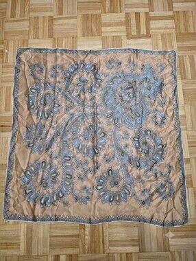 Paisley Silk Scarf in Peach and Silver